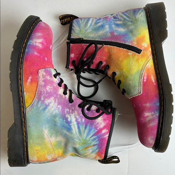 Dr. Martens 1460Y Multi Tie Dye Leather Combat Boots Youth M6 Women’s 7 EU 38 - Picture 11 of 16